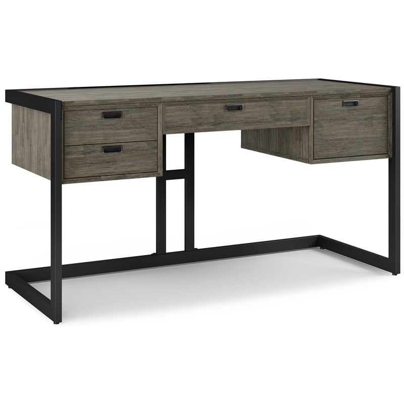 gray wood and metal desk