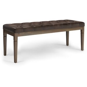 Waverly 48&quot WD Rectangle Tufted Ottoman Bench in Distressed Brown Vegan Leather