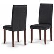 Simpli Home Acadian Transitional Parson Dining Chair (Set of 2) in Distressed Black Faux Leather