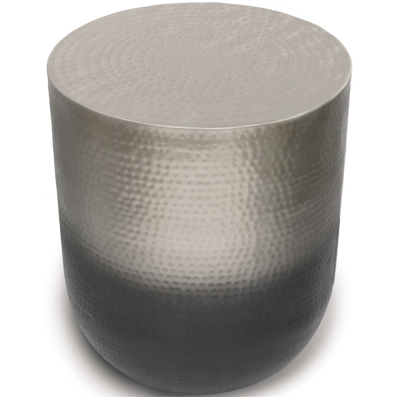 Simpli Home Kacy 19 inch Wide Boho Metal Side Table in Silver Ombre & Assembled