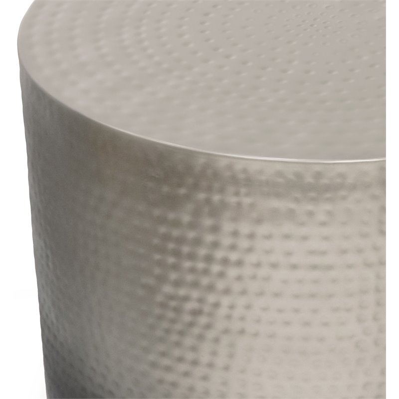 Simpli Home Kacy 19 inch Wide Boho Metal Side Table in Silver Ombre & Assembled