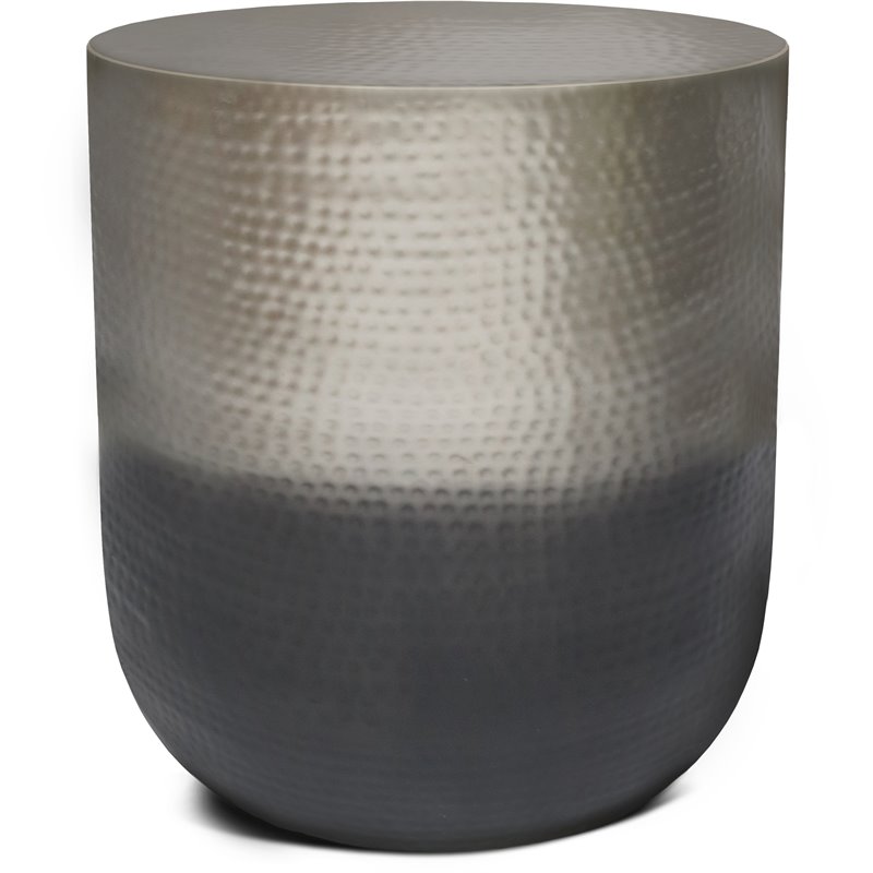 Simpli Home Kacy 19 inch Wide Boho Metal Side Table in Silver Ombre & Assembled