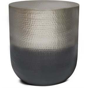 Simpli Home Kacy 19 inch Wide Boho Metal Side Table in Silver Ombre & Assembled