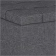 Simpli Home Harrison Small Coffee Table Storage Ottoman in Slate Gray Linen Look