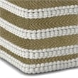Simpli Home Liam Boho Square Woven Pouf in Natural and White