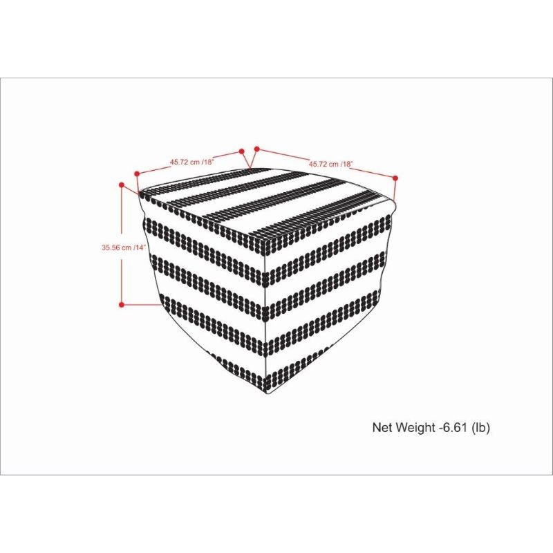 Simpli Home Liam Boho Square Woven Pouf in Natural and White