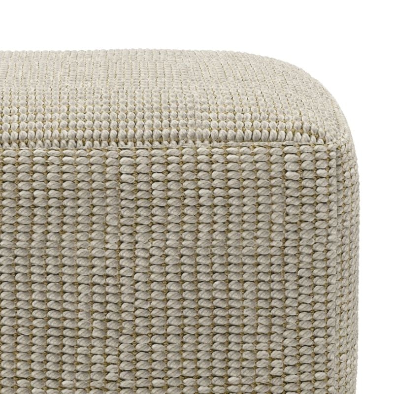 Simpli Home Zelma 18 inch Wide Boho Square Pouf in Cream & Natural PET Polyester
