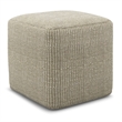Simpli Home Zelma 18 inch Wide Boho Square Pouf in Cream & Natural PET Polyester