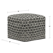 Simpli Home Kiana Boho Square Woven Pouf in Black and White