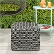 Simpli Home Kiana Boho Square Woven Pouf in Black and White