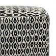 Simpli Home Kiana Boho Square Woven Pouf in Black and White