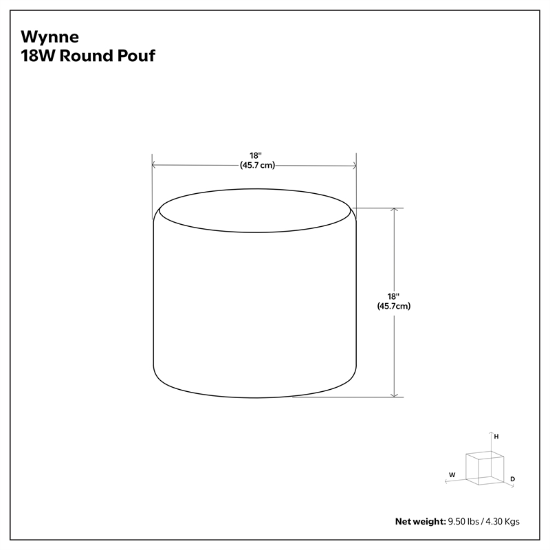 Simpli Home Wynne 18 inch Wide Boho Round Knitted Pouf in Orange PET Polyester