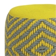 Simpli Home Kent Boho Round Woven Pouf in Gray and Yellow Recycled PET Polyester