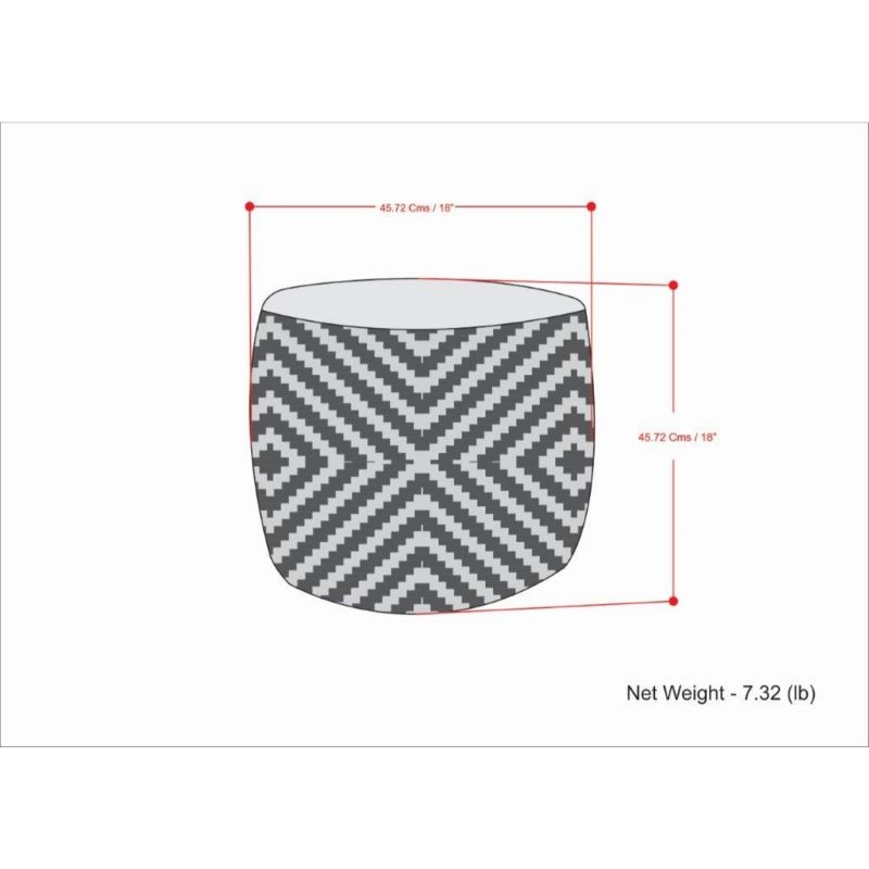 Simpli Home Kent Boho Round Woven Pouf in Gray and Yellow Recycled PET Polyester