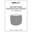 Simpli Home Kent Boho Round Woven Pouf in Gray and Yellow Recycled PET Polyester