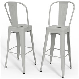 Simpli Home Fletcher 30&quot Industrial Metal Bar Stool in White (Set of 2)