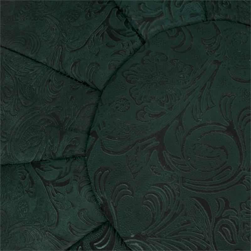 Drury Boho Round Pouf in Teal Patterened Genuine Leather
