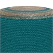 Serena Contemporary Round Braided Pouf in Deep Aqua Blue Cotton
