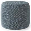 Bayley Transitional Round Braided Pouf in Aegean Blue and Natural Cotton
