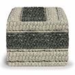 Grady Contemporary Square Pouf in Green and Natural Handloom Woven