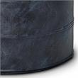 Connor Boho Round Pouf in Distressed Navy Blue Genuine Leather