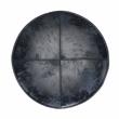 Connor Boho Round Pouf in Distressed Navy Blue Genuine Leather