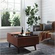 Owen 34 in. W Table Storage Ottoman in Distressed Saddle Brown Faux Leather