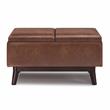 Owen 34 in. W Table Storage Ottoman in Distressed Saddle Brown Faux Leather