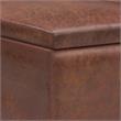 Owen 34 in. W Table Storage Ottoman in Distressed Saddle Brown Faux Leather