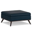Owen 36 in.W Coffee Table Storage Ottoman in Distressed Dark Blue Faux Leather