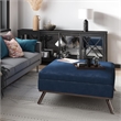 Owen 36 in.W Coffee Table Storage Ottoman in Distressed Dark Blue Faux Leather
