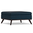 Owen 36 in.W Coffee Table Storage Ottoman in Distressed Dark Blue Faux Leather