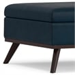 Owen 36 in.W Coffee Table Storage Ottoman in Distressed Dark Blue Faux Leather