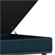Owen 36 in.W Coffee Table Storage Ottoman in Distressed Dark Blue Faux Leather