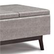 Owen 34 in.W Tray Top Table Storage Ottoman in Distressed Gray Faux Leather