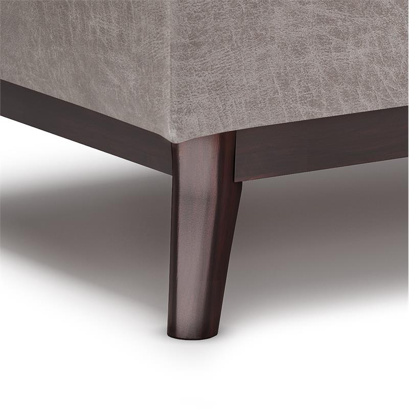 Owen 34 in.W Tray Top Table Storage Ottoman in Distressed Gray Faux Leather