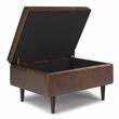 Shay 34 in.W Coffee Table Storage in Distressed Chestnut Brown Faux Leather
