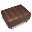 Shay 34 in.W Coffee Table Storage in Distressed Chestnut Brown Faux Leather