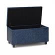 Cosmopolitan 34 in.W Contemporary Storage Ottoman in Denim Blue Faux Leather
