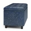 Cosmopolitan 34 in.W Contemporary Storage Ottoman in Denim Blue Faux Leather