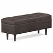 Shay 48 in.W Modern Storage Ottoman in Distressed Chestnut Brown Faux Leather
