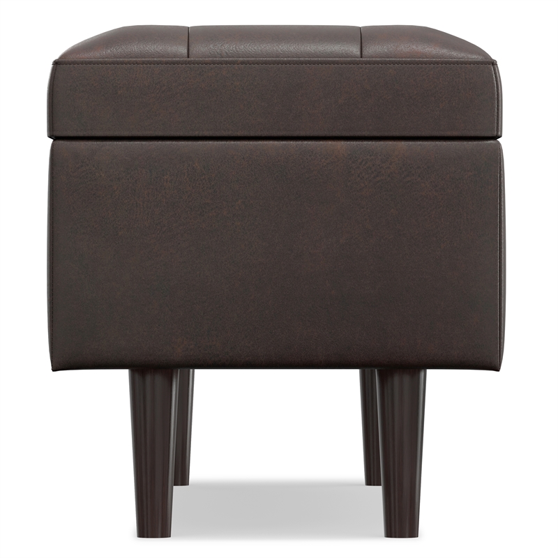 Shay 48 in.W Modern Storage Ottoman in Distressed Chestnut Brown Faux Leather