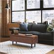 Shay 48 inch W.  Modern Storage Ottoman in Distressed Saddle Brown Faux Leather