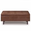Shay 48 inch W.  Modern Storage Ottoman in Distressed Saddle Brown Faux Leather