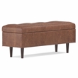 Shay 48 inch W.  Modern Storage Ottoman in Distressed Saddle Brown Faux Leather