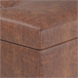Shay 48 inch W.  Modern Storage Ottoman in Distressed Saddle Brown Faux Leather