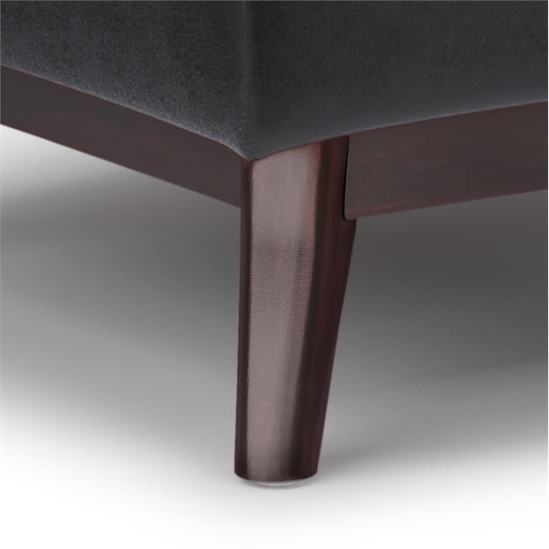 Owen 34 in. W Tray Top Coffee Table Ottoman in Distressed Black Faux Leather