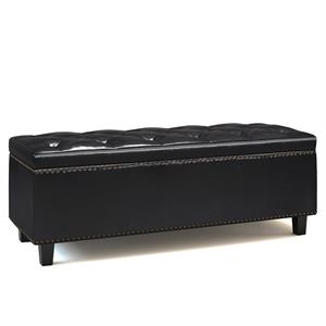 heatherton 48 in.w traditional storage ottoman in midnight black faux leather