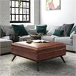 Owen 40 in.W Coffee Table StorageOttoman in Distressed Saddle Brown Faux Leather
