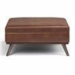 Owen 40 in.W Coffee Table StorageOttoman in Distressed Saddle Brown Faux Leather